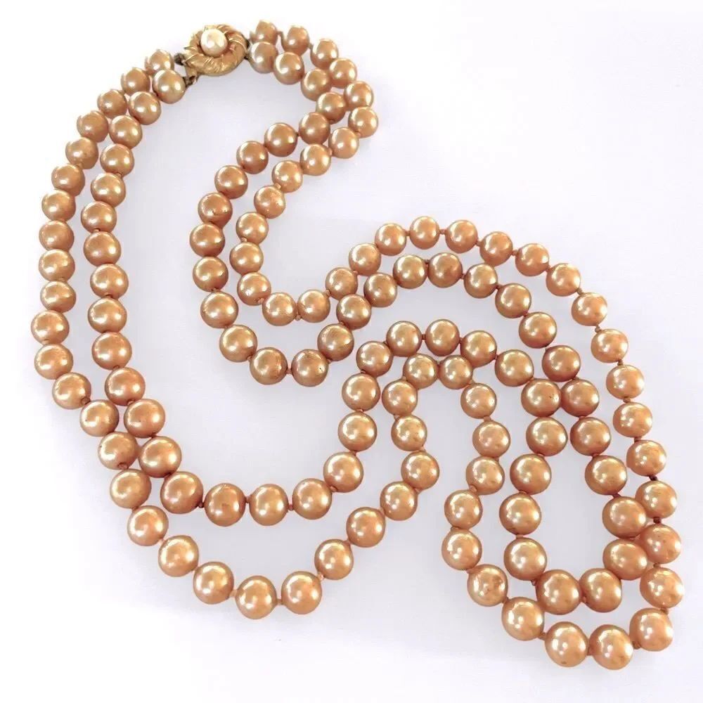 Vintage Duchess Signed Double Strand Faux Pearl Necklace